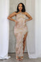 Flona Print Halter Lace Maxi Dress